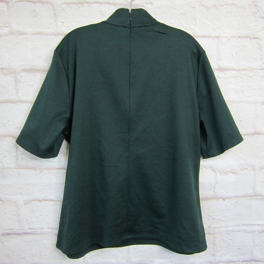7th Avenue Design Studio NY & Co Green Ponte Knit S/S Mock Neck Top XXL NWT - Picture 4 of 7